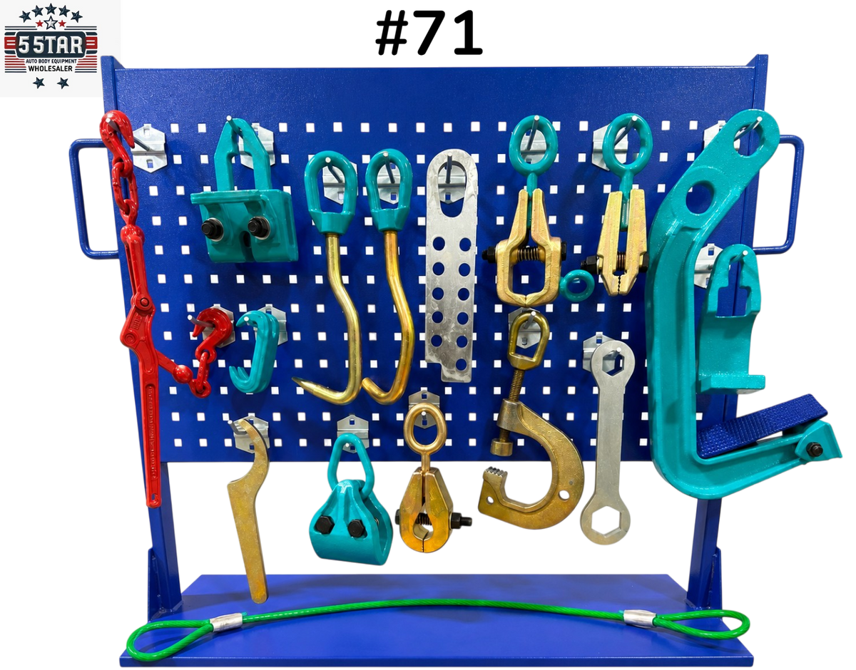 SET#71 - 18 PIECE HEAVY DUTY AUTO BODY FRAME MACHINE PULLING TOOLS & CLAMPS SET
