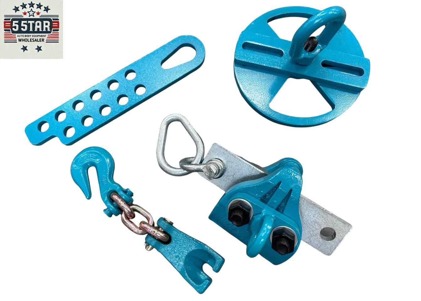 NEW 4 PIECE AUTO BODY FRAME MACHINE TOOLS AND CLAMP