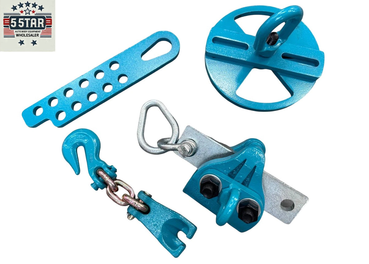 NEW 4 PIECE AUTO BODY FRAME MACHINE TOOLS AND CLAMP