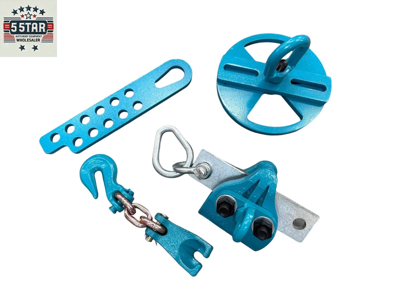 NEW 4 PIECE AUTO BODY FRAME MACHINE TOOLS AND CLAMP